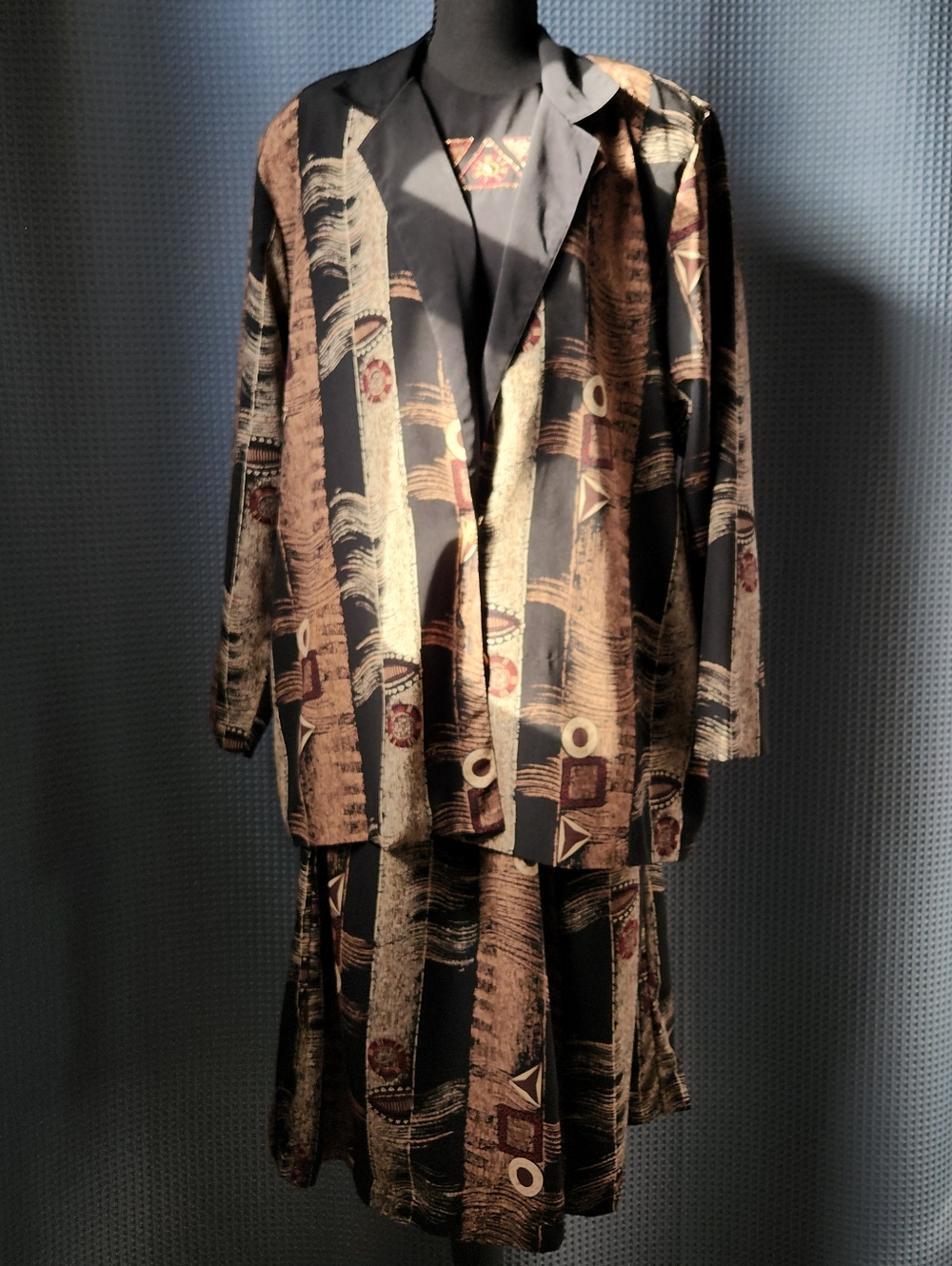 Vintage Peter Popovitch Three-Piece Suit/Skirt Set in Black and Tan